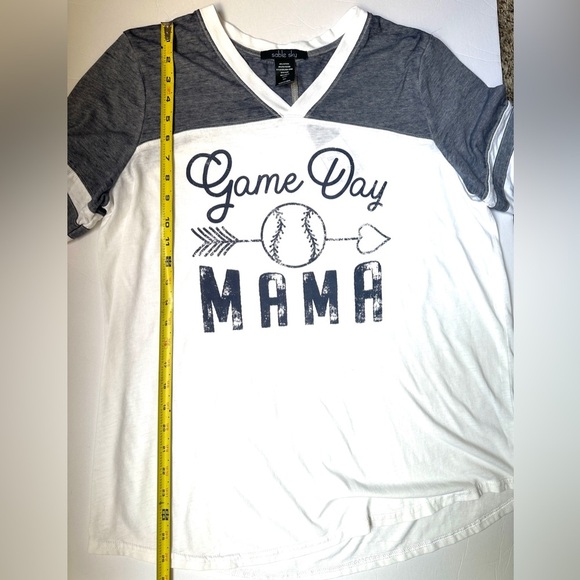 Sable Sky Game Day Mama T-Shirt - White and Gray V- Neck XL Gift for Mom - Picture 7 of 8